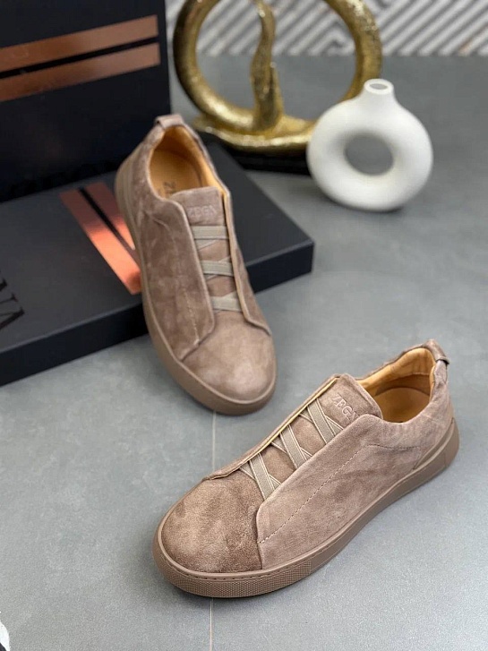 Замшевые кроссовки Zegna Triple Stitch