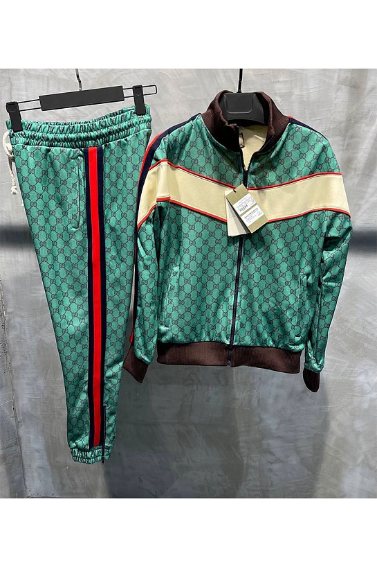 Мужские брендовые штаны Gucci Web Stripe - Green