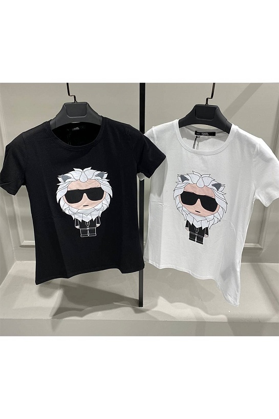 Женская чёрная футболка Karl Lagerfeld "Leo"
