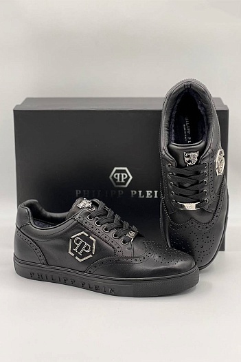 Кожаные кроссовки с мехом Philipp Plein   