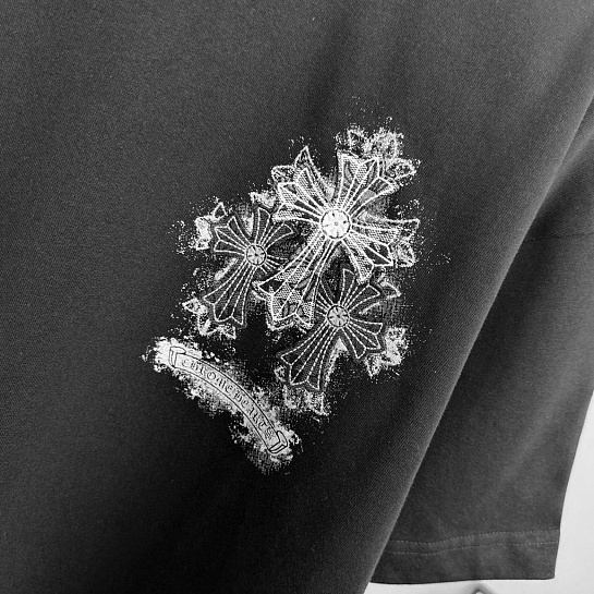 Чёрная оверсайз футболка Chrome Hearts Premium