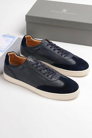 Комбинированные кроссовки Brunello Cucinelli logo-print - Navy   