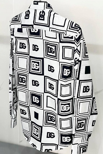 Мужская рубашка Dolce&Gabbana белого цвета geometric logo-print   