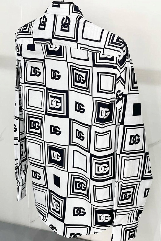 Мужская рубашка Dolce&Gabbana белого цвета geometric logo-print