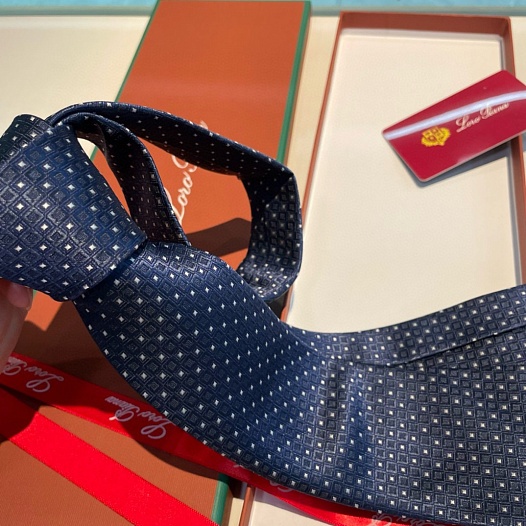 Галстук Loro Piana geometric logo-print premium - Navy   