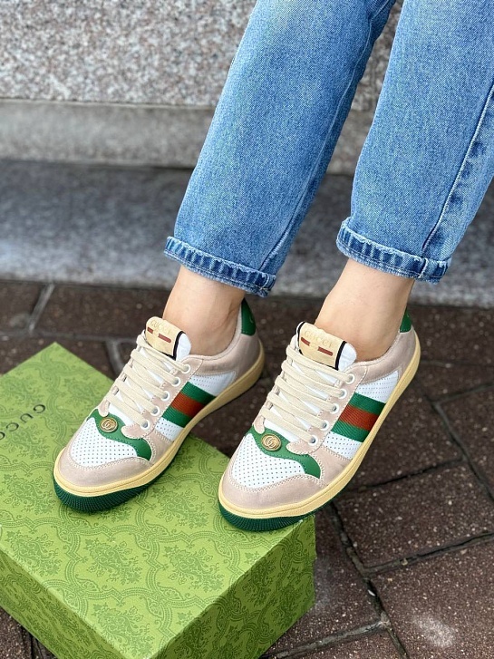Женские кожаные кроссовки Gucci GG Screener