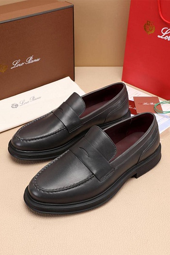 Кожаные лоферы Loro Piana Travis - Grey   