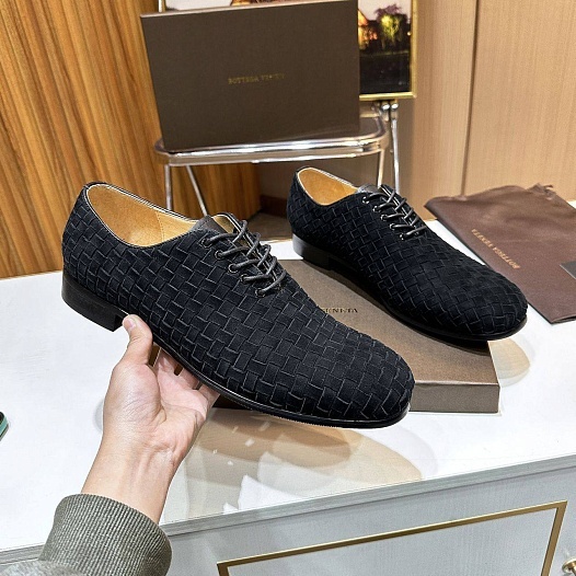 Мужские замшевые ботинки Bottega Veneta Intrecciato - Black   