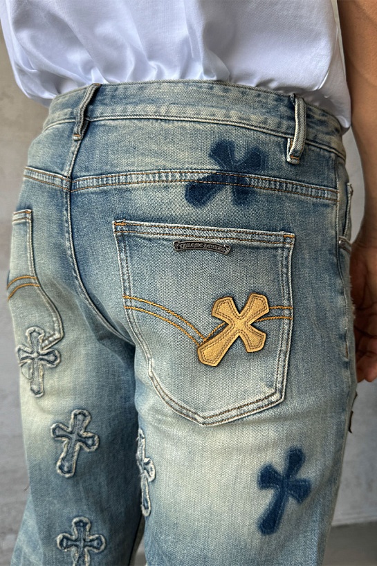 Мужские светло-синие джинсы Chrome Hearts