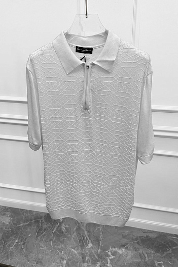 Мужское поло Stefano Ricci zip neck - White   