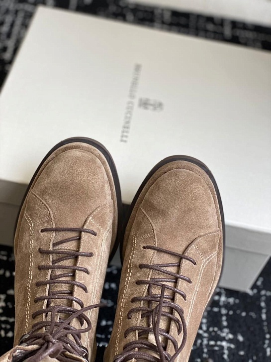 Женские замшевые ботинки Brunello Cucinelli Premium - Brown