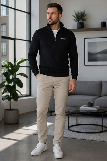 Мужской джемпер Armani Exchange zip-neck - Black   