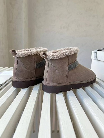 Женские замшевые угги с мехом Brunello Cucinelli Premium - Brown   