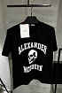 Мужская чёрная футболка Alexander McQueen Skull white logo-print