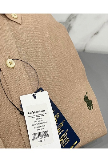 Бежевая рубашка Polo Ralph Lauren logo-embroidered   