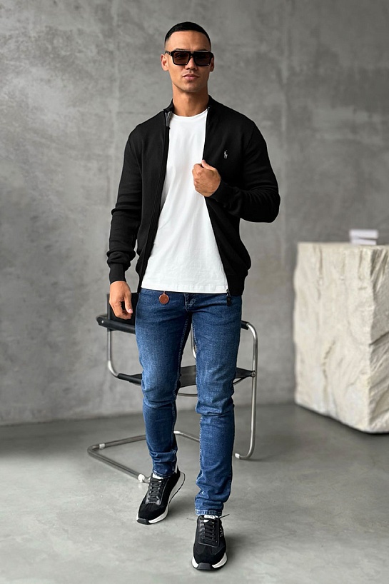 Мужская чёрная кофта Polo Ralph Lauren pony-embroidered