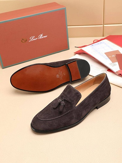 Замшевые лоферы Loro Piana tassel - Brown   