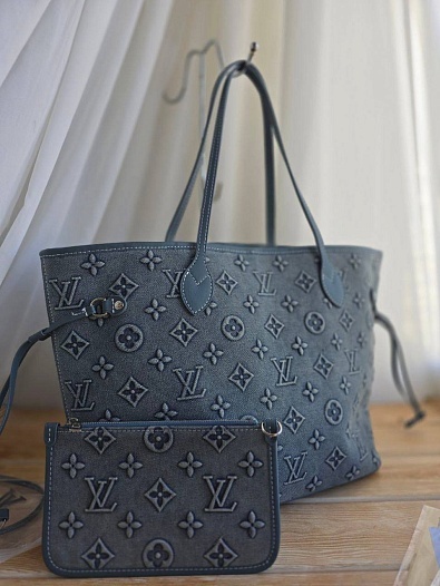 Джинсовая сумка Louis Vuitton Neverfull 32x28 см - Blue   