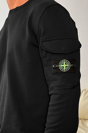 Чёрный свитшот Stone Island compass-patch crewneck   