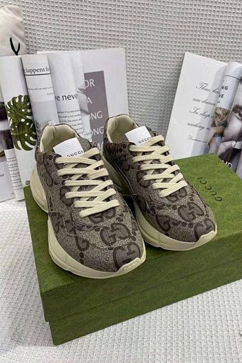 Женские кроссовки GG Gucci Rhyton - Brown   