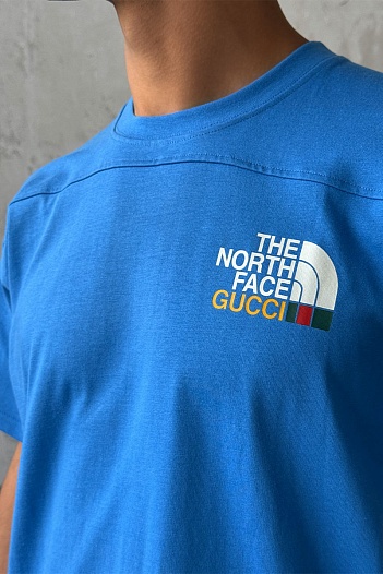 Оверсайз футболка Gucci x The North Face Collaboration landscape print - Blue   
