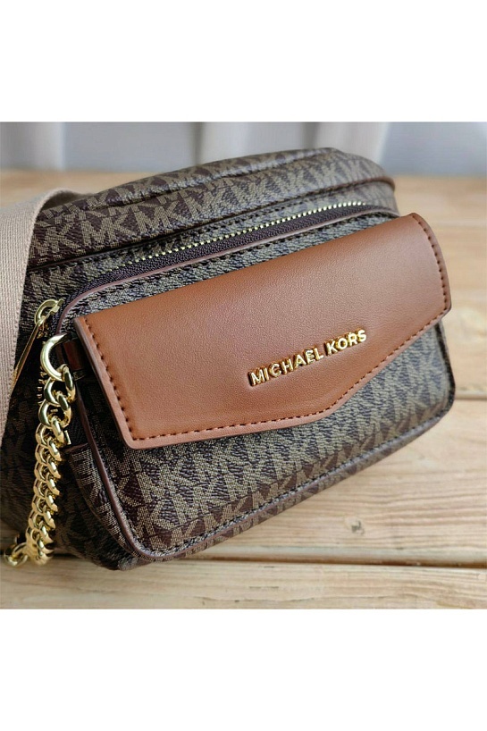 Кожаная поясная сумка Michael Kors Perry 27x14 см - Brown