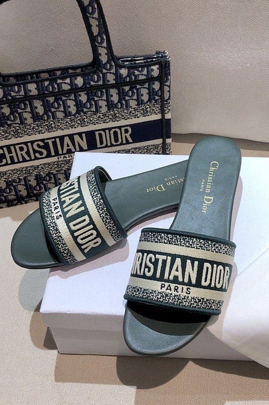 Женские кожаные шлёпанцы Dior Premium