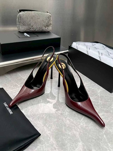 Женские кожаные туфли на каблуке Yves Saint Laurent premium   