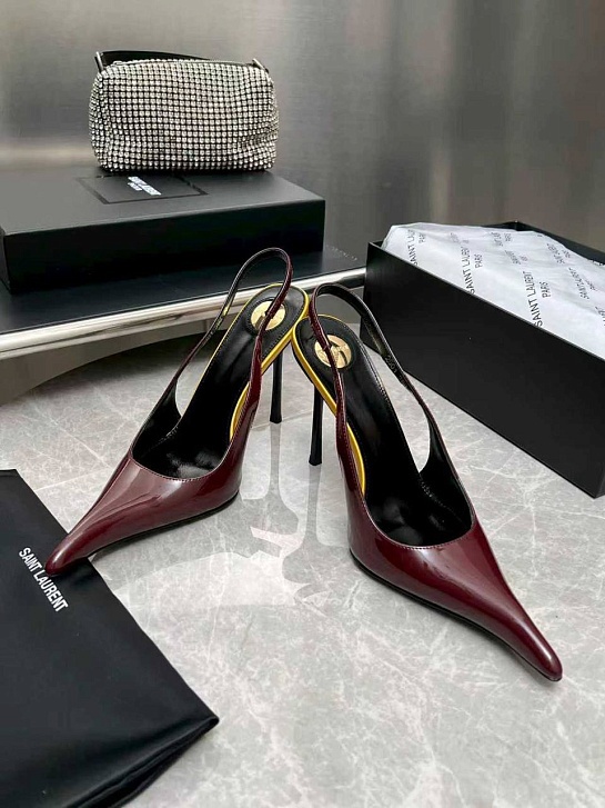 Женские кожаные туфли на каблуке Yves Saint Laurent premium