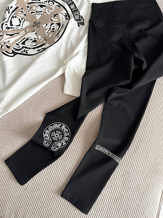 Женские черные леггинсы Chrome Hearts premium