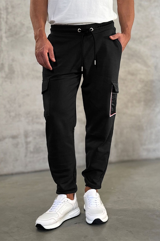 Мужские штаны чёрного цвета Moncler side pocket