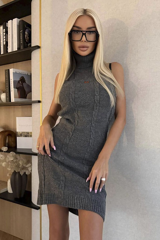 Женское вязаное платье Hermes Premium - Grey