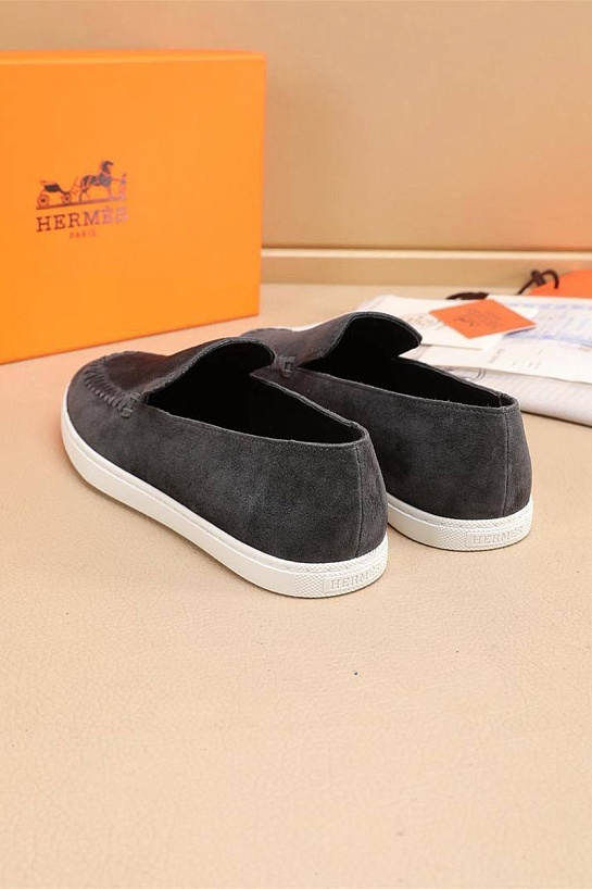 Мужские замшевые лоферы Hermes Julian - Grey