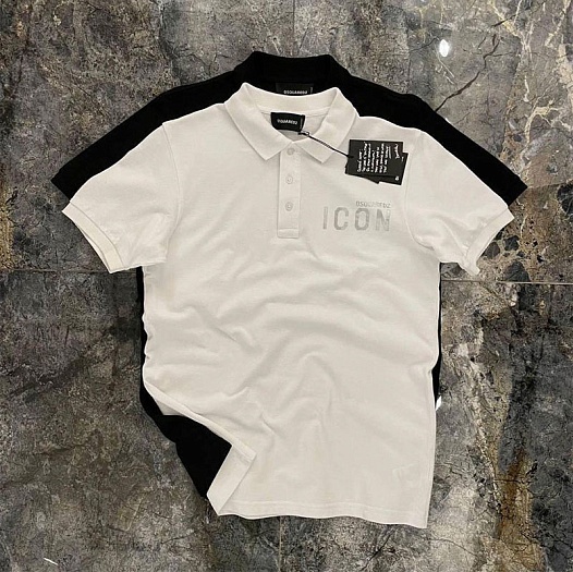 Мужское белое поло Dsquared2 ICON silver-logo   