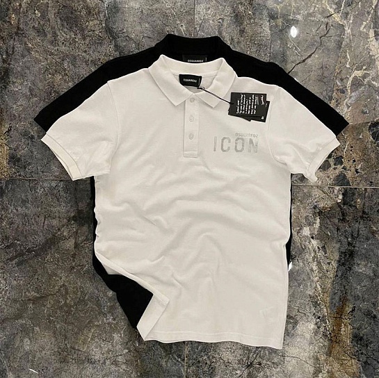 Мужское белое поло Dsquared2 ICON silver-logo