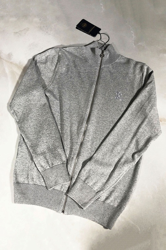 Мужская светло-серая кофта на молнии Stefano Ricci logo-embroidered