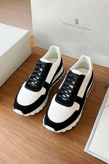 Комбинированные кроссовки Brunello Cucinelli Premium - White / Black   