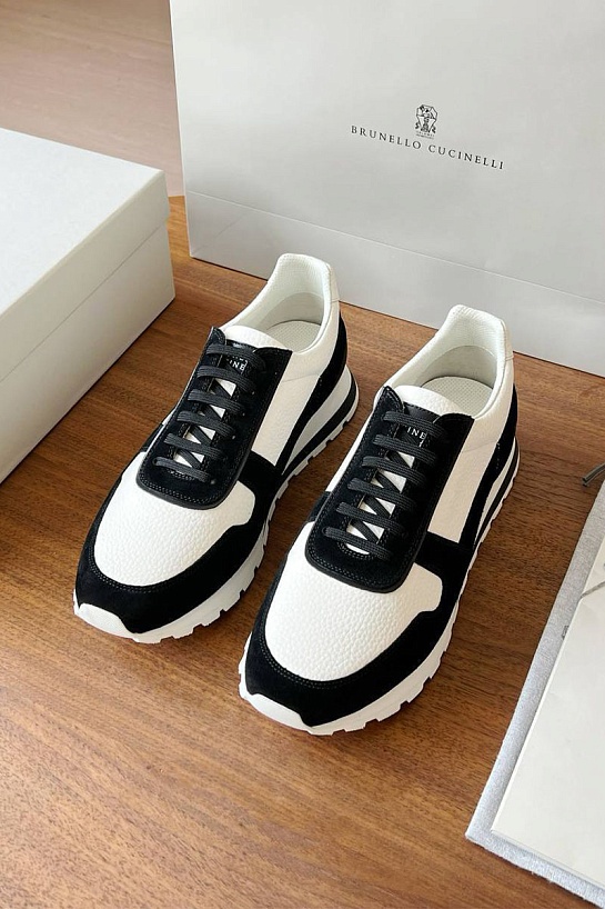 Комбинированные кроссовки Brunello Cucinelli Premium - White / Black