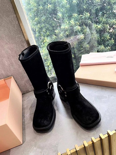 Женские замшевые сапоги MIU MIU Ankle Premium   