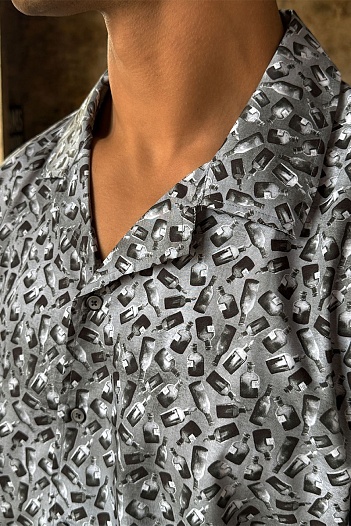 Мужская серая рубашка Dolce & Gabbana graphic-print   