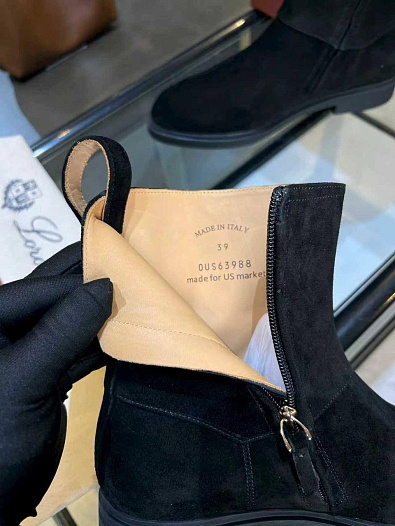 Женские замшевые сапоги Loro Piana premium - Black   