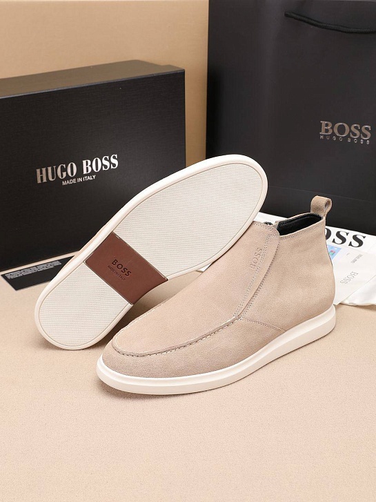 Замшевые лоферы с мехом Hugo Boss high-top - Beige