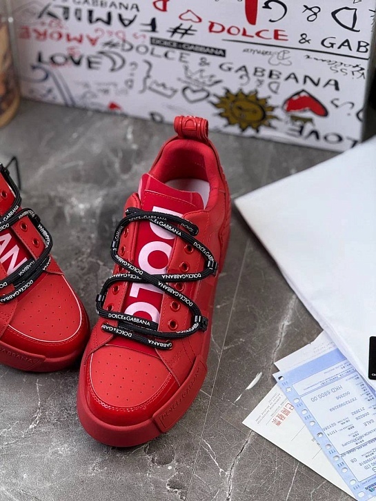 Красные кожаные кроссовки Dolce & Gabbana