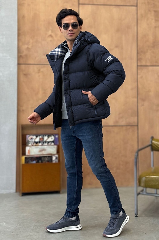 Синяя куртка со съёмными рукавами Burberry Lockwell logo-patch