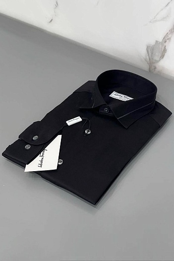 Чёрная мужская рубашка Salvatore Ferragamo logo-embroidered   