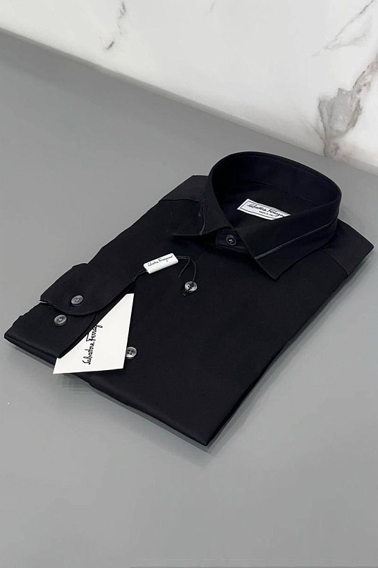 Чёрная мужская рубашка Salvatore Ferragamo logo-embroidered