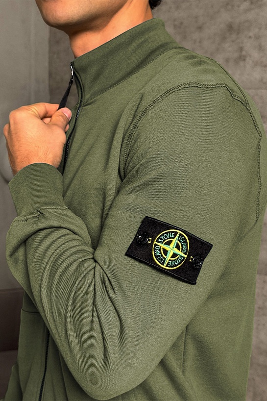 Кофта зелёного цвета Stone Island Zip-Up Compass-patch