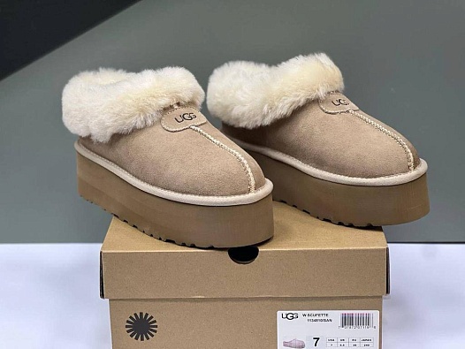 Женские ботинки с мехом UGG Mate Revival - Biege   