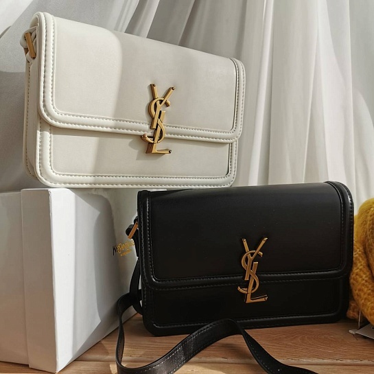 Кожаная сумка Yves Saint Laurent Solferino Lock 23x16 см - White