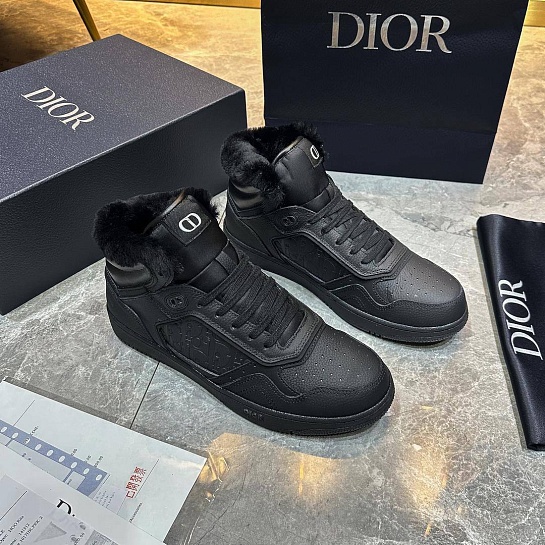 Кожаные кроссовки с мехом Dior B27